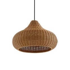 Lucande utendørs pendellampe Taniola, 1 lyskilde, beige, rotting, IP44