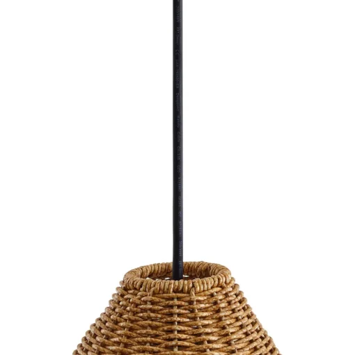 Lucande utendørs pendellampe Taniola, 1 lyskilde, beige, rotting, IP44