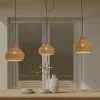Lucande utendørs pendellampe Taniola, 3 lyskilder, beige, rotting, IP44| Pendellamper Utendørs|Terrassebelysning