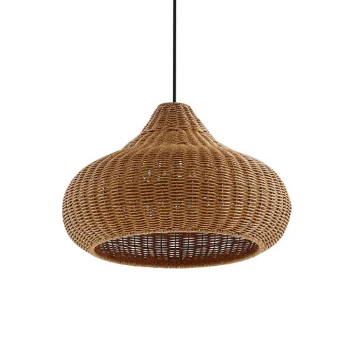 Lucande utendørs pendellampe Taniola, 3 lyskilder, beige, rotting, IP44| Pendellamper Utendørs|Terrassebelysning
