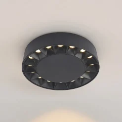 Lucande utendørs taklampe Kelissa, rund, svart| Taklamper Utendørs