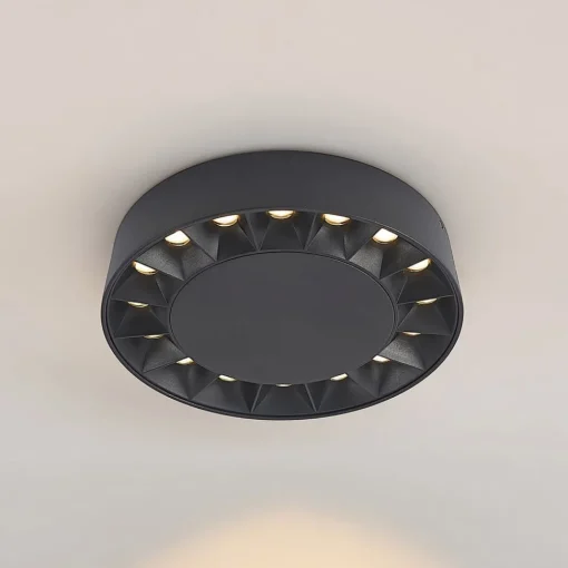 Lucande utendørs taklampe Kelissa, rund, svart| Taklamper Utendørs