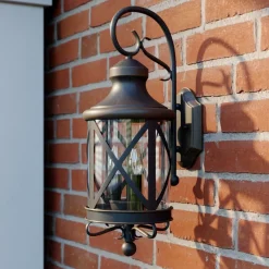 Lucande utendørs vegglampe Marcellino, rust, metall, glass| Terrassebelysning|Vegglamper Utendørs