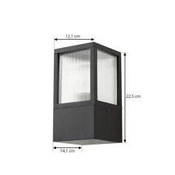 Lucande utendørs vegglampe Klemens, svart, metall, IP54, Riffle| Vegglamper Utendørs