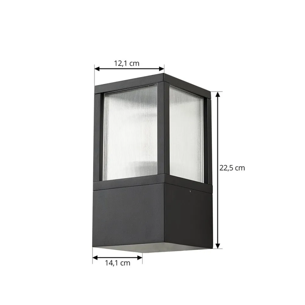Lucande utendørs vegglampe Klemens, svart, metall, IP54, Riffle| Vegglamper Utendørs