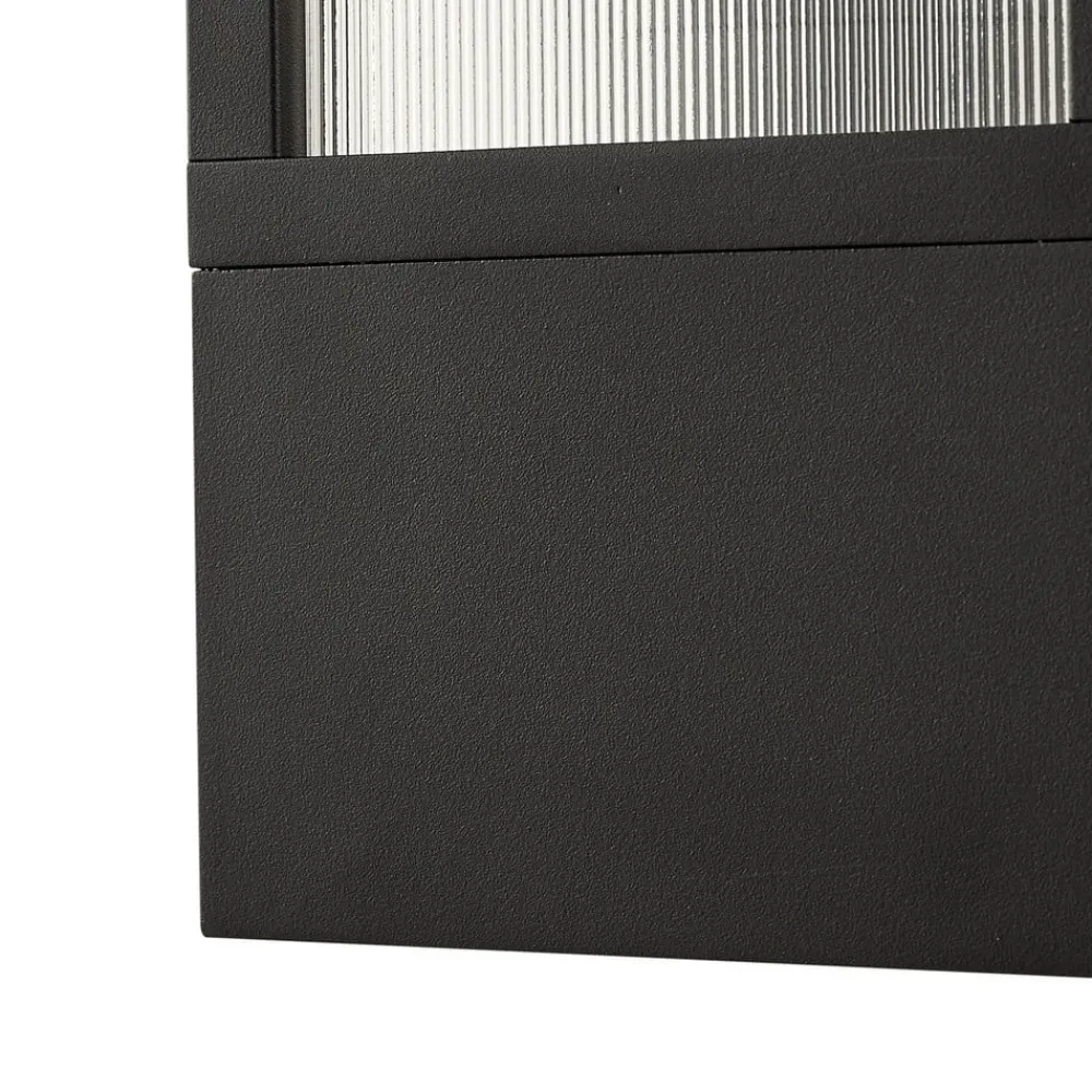 Lucande utendørs vegglampe Klemens, svart, metall, IP54, Riffle| Vegglamper Utendørs