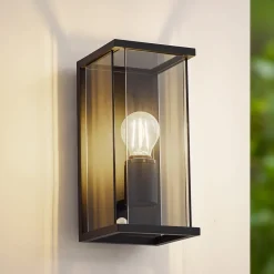 Lucande utendørs vegglampe Annalea, røykgrå, IP54, sensor| Vegglamper Med Sensor|Utebelysning Med Sensor