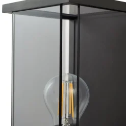 Lucande utendørs vegglampe Annalea, røykgrå, IP54, sensor| Vegglamper Med Sensor|Utebelysning Med Sensor