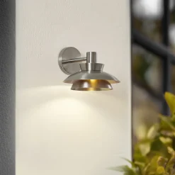 Lucande utendørs vegglampe Thais, stål, Ø 25 cm Best