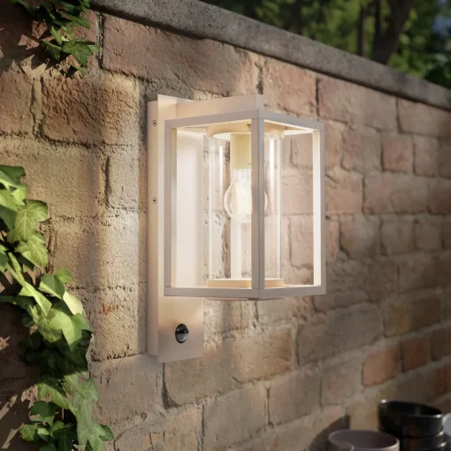 Lucande utendørs vegglampe Ferda, sensor, pendel, beige, IP44 Clearance
