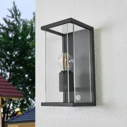 Lucande utendørs vegglampe Annalea, 29 cm, 1 lyskilde, IP54, sensor| Vegglamper Med Sensor|Utebelysning Med Sensor