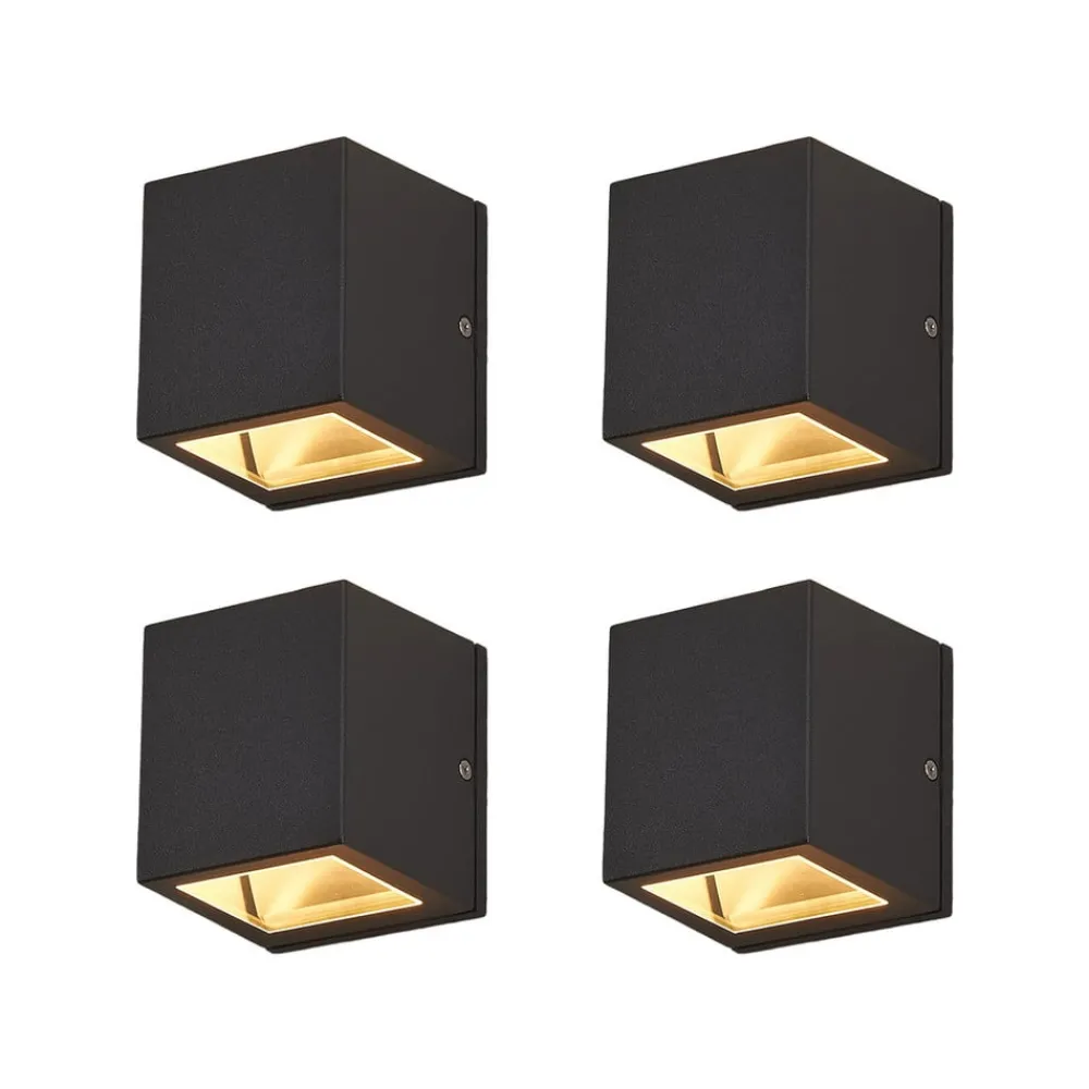 Lucande utendørs vegglampe Maurice, antrasitt, IP54, sett med 4 stk| Vegglamper Utendørs