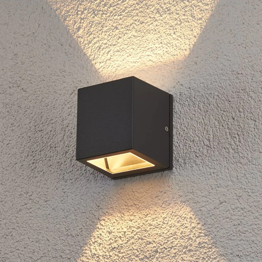 Lucande utendørs vegglampe Maurice, antrasitt, IP54, sett med 4 stk| Vegglamper Utendørs