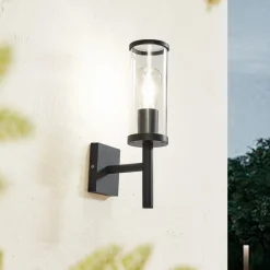 Lucande utendørs vegglampe Zanta, høyde 39 cm, IP54, svart| Terrassebelysning