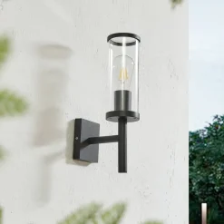 Lucande utendørs vegglampe Zanta, høyde 39 cm, IP54, svart| Terrassebelysning