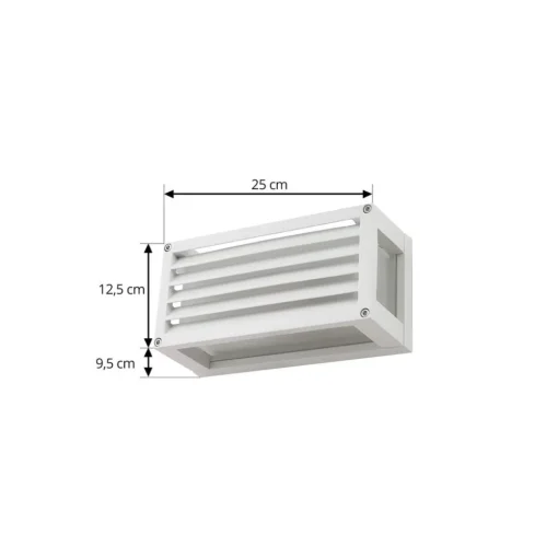 Lucande utendørs vegglampe Aurelien, hvit, 12 cm, stripe, IP54| Terrassebelysning|Vegglamper Utendørs
