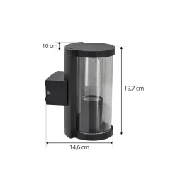 Lucande utendørs vegglampe Zanta, høyde 19,7 cm, IP65, svart| Terrassebelysning|Vegglamper Utendørs