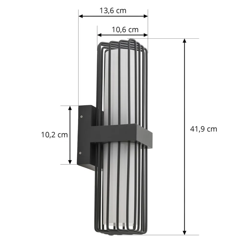 Lucande utendørs vegglampe Chandan, 41,9 cm, antrasitt, aluminium Sale