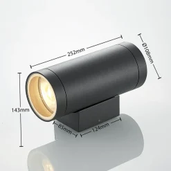 Lucande utendørs vegglampe Thomke, 2 lyskilder, antrasitt, aluminium New