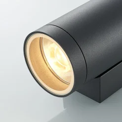 Lucande utendørs vegglampe Thomke, 2 lyskilder, antrasitt, aluminium New