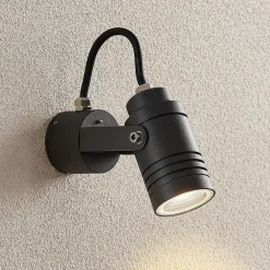 Lucande utendørs veggspotlight Galina, grå, aluminium, 11,2 cm høy| Led-Utendørs|Utespotter