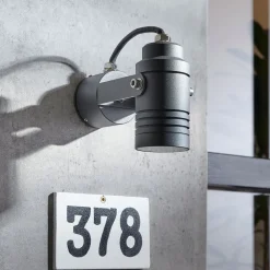 Lucande utendørs veggspotlight Galina, grå, aluminium, 11,2 cm høy| Led-Utendørs|Utespotter