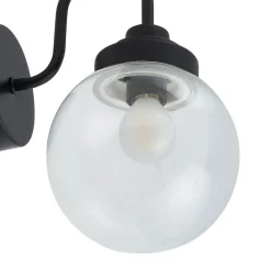 Lucande vegglampe Badolo, svart, glass, 25 cm høy, IP44