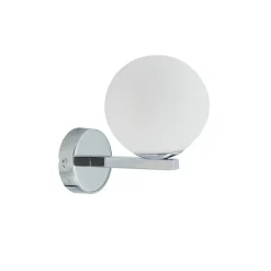 Lucande vegglampe Bidolo, kromfarget, glass, Ø 12 cm, IP44 Best