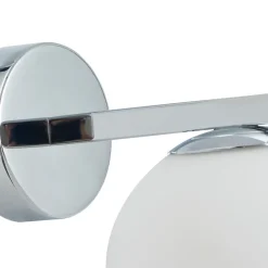 Lucande vegglampe Bidolo, kromfarget, glass, Ø 12 cm, IP44 Best