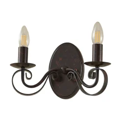 Lucande vegglampe Caleb, 2 lyskilder, rustfarget, metall, E14| Design- Og Hotellbelysning