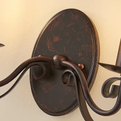 Lucande vegglampe Caleb, 2 lyskilder, rustfarget, metall, E14| Design- Og Hotellbelysning