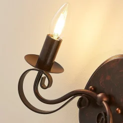 Lucande vegglampe Caleb, 2 lyskilder, rustfarget, metall, E14| Design- Og Hotellbelysning