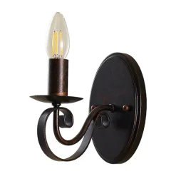 Lucande vegglampe Caleb, 18 cm, rustfarget, metall, E14| Design- Og Hotellbelysning|Vegglamper