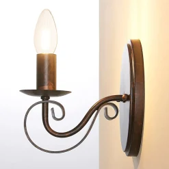 Lucande vegglampe Caleb, 18 cm, rustfarget, metall, E14| Design- Og Hotellbelysning|Vegglamper