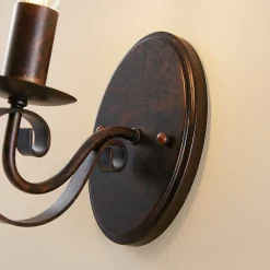 Lucande vegglampe Caleb, 18 cm, rustfarget, metall, E14| Design- Og Hotellbelysning|Vegglamper