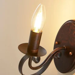 Lucande vegglampe Caleb, 18 cm, rustfarget, metall, E14| Design- Og Hotellbelysning|Vegglamper
