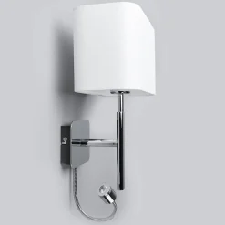 Lucande vegglampe Jettka, høyde 63 cm, lesearm, tekstil| Led-Innendørs|Vegglamper