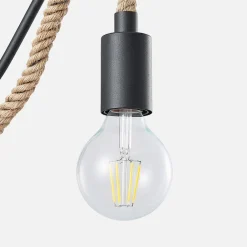 Lucande vegglampe Ropina, svart, hampetau, høyde 25 cm| Design- Og Hotellbelysning|Vegglamper