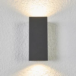 Lucande vegglampe Xava, opp/ned, antrasitt, 2 lyskilder, GU10| Terrassebelysning|Vegglamper Utendørs