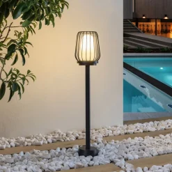 Lucande veilampe Chandan, 80 cm, svart, aluminium| Gatebelysning, Pullert Belysning