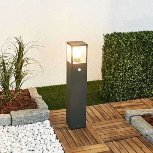 Lucande veilampe Klemens, 65 cm, sensor, antrasitt, E27| Utebelysning Med Sensor|Utebelysning Med Sensor