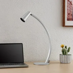 Lucande Velanoris bordlampe, børstet aluminium| Bordlamper