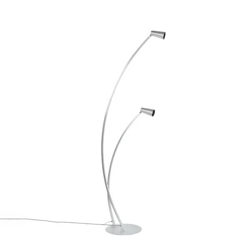 Lucande Velanoris gulvlampe, 2 lyskilder, børstet aluminium Online