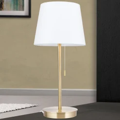 ORION Ludwig bordlampe med USB-port hvit/antikk messing| Bordlamper