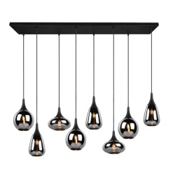Trio Lighting Lumina pendellampe, 8-lys, svart/krom, glass| Pendellamper