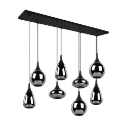 Trio Lighting Lumina pendellampe, 8-lys, svart/krom, glass| Pendellamper