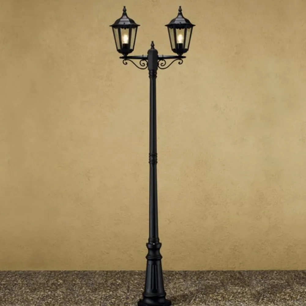 Konstsmide Lyktestolpe Firenze, 2-lyskilder, svart| Lyktestolper