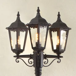 Konstsmide Lyktestolpe Firenze, 3-lyskilder, svart Clearance