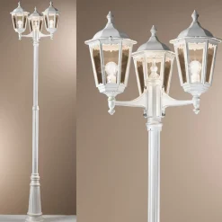 ORION Lyktestolpe Puchberg 3 lyskilder 255 cm hvit-gull| Lyktestolper