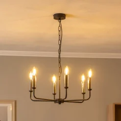 Euluna Lysekrone Ampli, svart/gull, 6 lyskilder Discount